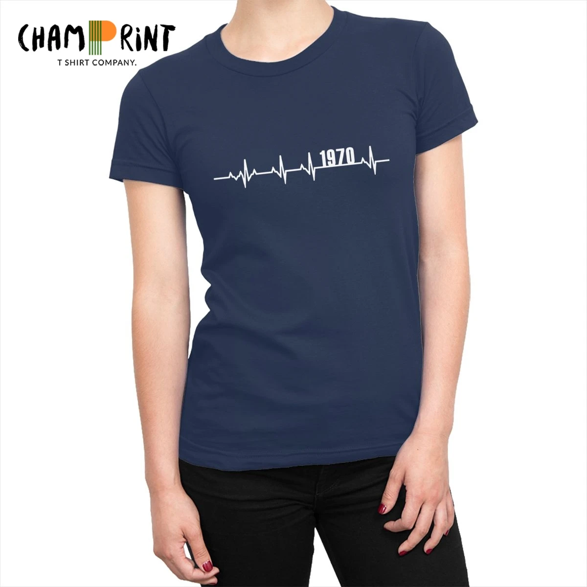 

Футболка с сердцебиением для женщин от 50 лет, 50-й подарок на день рождения, Harajuku, футболка с круглым вырезом, топы, винтажная одежда для женщи...