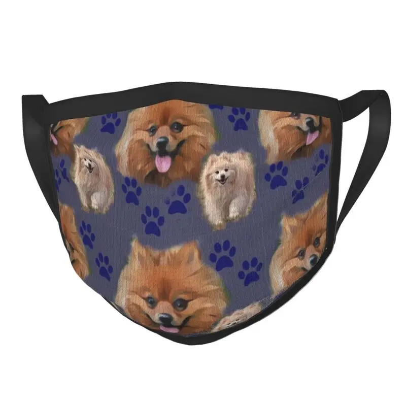 

Pomeranians On Blue Face Mask Adult Anti Haze Mask Protection Respirator Washable Mouth Muffle