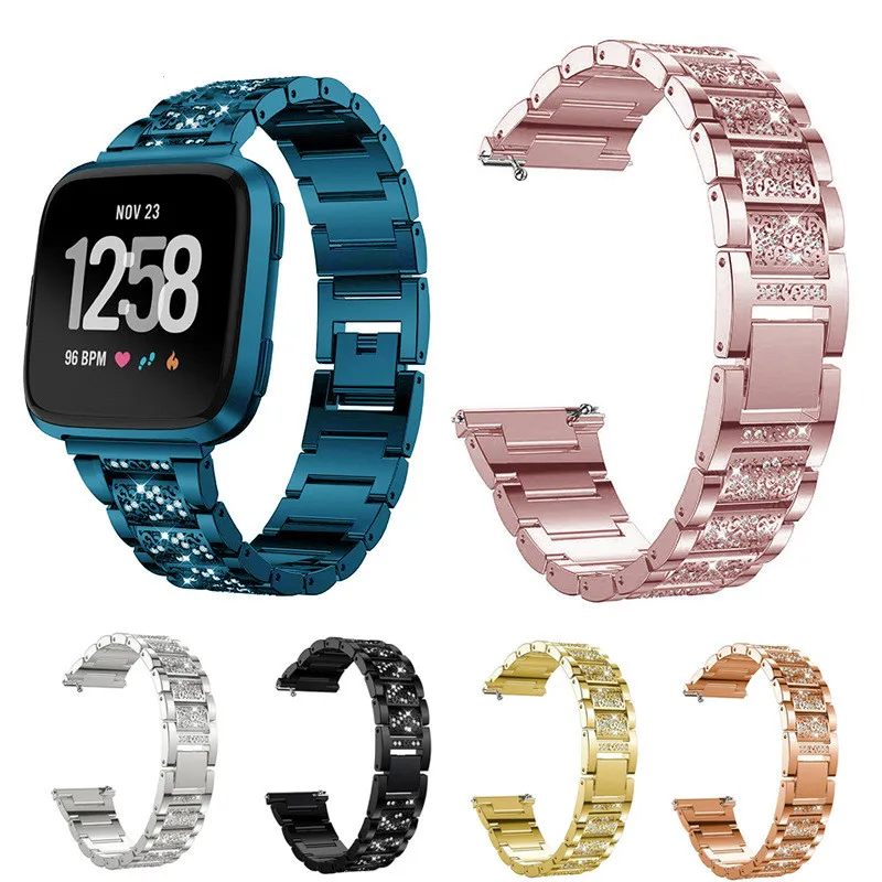 Браслет Fitbit Versa Lite стразы из нержавеющей стали высококачественный Женский