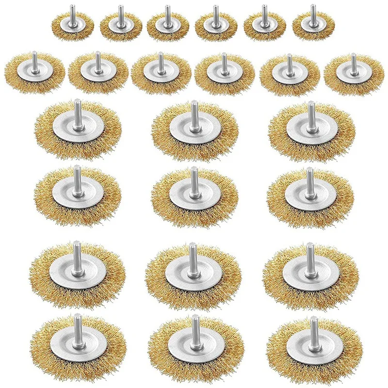 

Набор щеток из 24 проволочных колесных с хвостовиком 6 мм, стальная проволока, Набор щеток для сверления для удаления ржавчины/коррозии/краск...