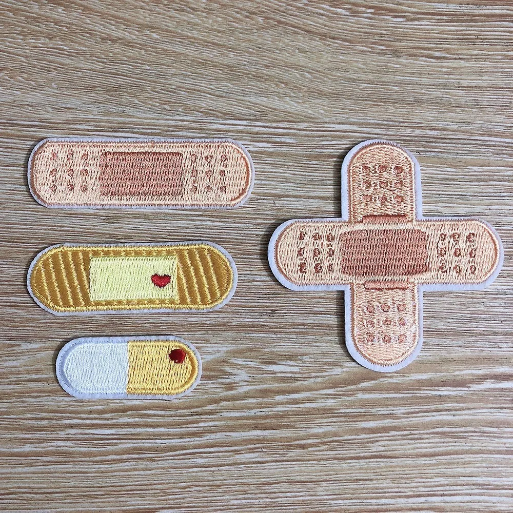 

New Delicate Band-aid Set Love Band-Aid Capsule Wound Patch Applique Cartoon Iron on Embroidered Patches for Clothing DIY Sticke