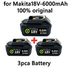 1 шт.-3 шт. BL1860 перезаряжаемая батарея 18 в 6000 мАч литий-ионная батарея для Makita 18 В батарея BL1840 BL1850 BL1830 BL1860B LXT 400 L70