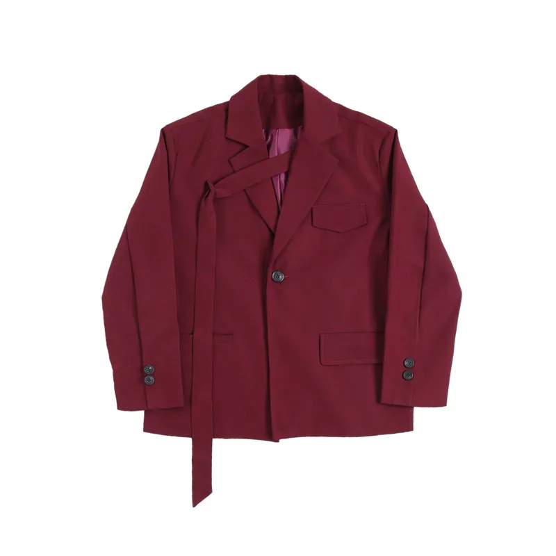 

M-XL!Early autumn new retro red suit jacket Korean version of ins bar singer male trendy loose suit jacket.