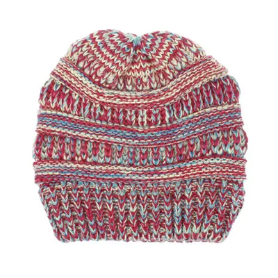 Женская зимняя шапка Skullies Beanies, вязаная шапка с ушками, теплая, конский хвост, толстая шерсть, грязные модные аксессуары, Outdoor-XMC-W6 - Цвет: 1