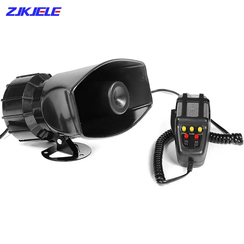 120DB 7 Sound Super Loud Car Warning Alarm Police Fire Siren Air Bugle PA Speaker 12V 100W Air Horn Megaphone for Truck Vehicles
