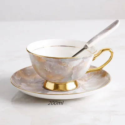 1pcs Европейский мраморный керамический чайник чайный сервиз кофейник Британский высококачественный костяной фарфор кофейная чашка набор бытовой чайник большой емкости - Цвет: 1pcs