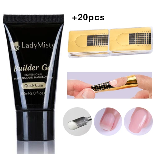 Milky White LadyMisty 60 мл акриловый поли строитель расширение розовый белый металл с прозрачными кристаллами УФ светодиодный обнаженный ногтей советы строитель УФ светодиодный гель - Цвет: Milky White