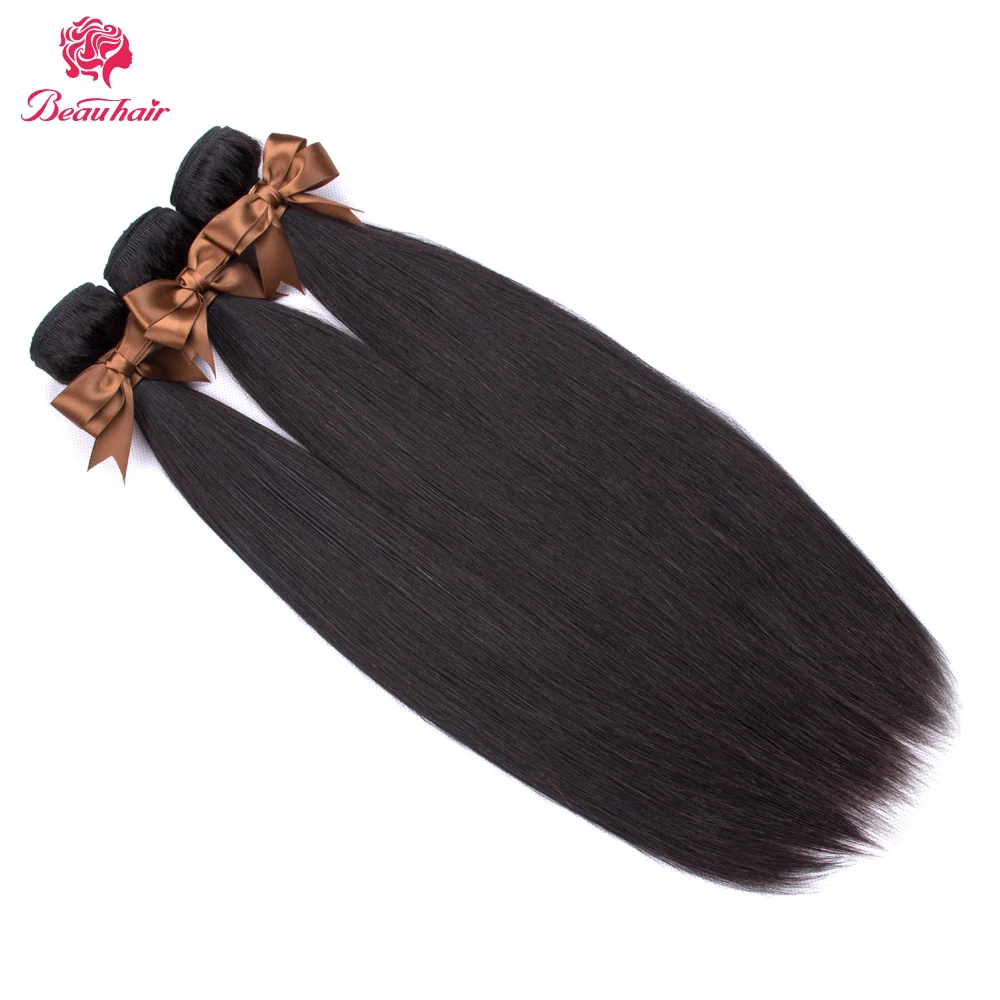 BeauHair, бразильские прямые пряди, с фронтальной тесьмой, 13x4, фронтальная тесьма, не Реми, HairExtensions, человеческие волосы, пряди с застежкой