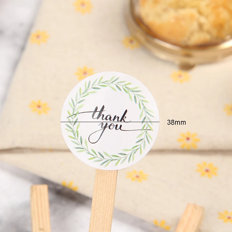 

120pcs/pack THANK YOU Green Leaf Wreath Decorative Sticker Craft laptop notebook DIY Versiering Scrapbooking
