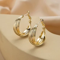 new ins simple style hip hop personality metal hook earrings for women girl gift gold alloy geometric