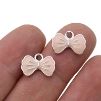 5pcs silver plated bow charms pendants for jewelry making bracelet diy handmade craft 13x8mm