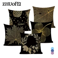 black printing cushion covers yellow leaf polyester pillowcase living room party sofa seat decor throw pillow covers c0019