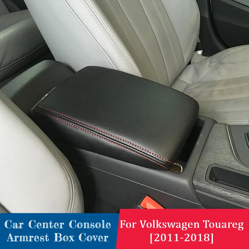 

Car Central Console Armrest Cover For Volkswagen VW Touareg 2011-2018 Armrest Pad Protector Trim Interiors Accessories Leather