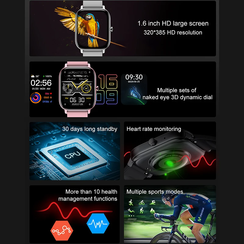 

Smart Watch Man Watch Fitness Bracelet Women Sleep Heart Rate Monitoring Wristband Waterproof Sports Smartwatch For IOS Android