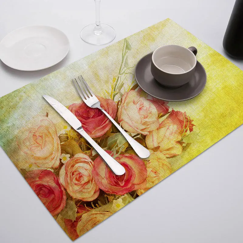 PC1991 Fuwatacchi Coffee Place Mat Linen Ramadan Dining Table Placemat Tableware Fiber Pad Coaster Eid Party Supplies Table Placemats - Цвет: PC1991
