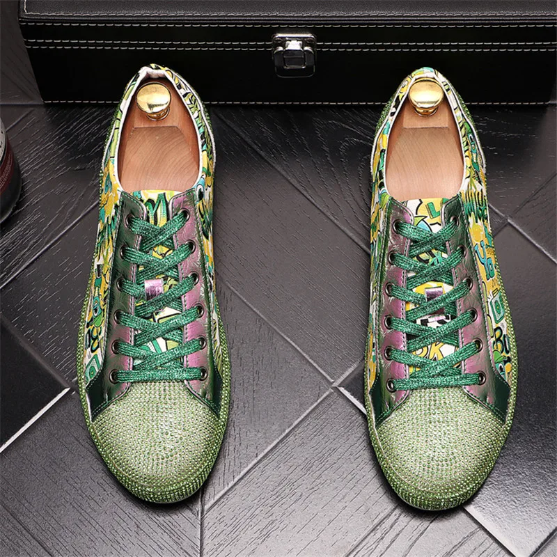 High Quality Fashion Men Rhinestone Gold Silver Mixed Colors Causal Shoes Loafers For Mens Driving Bottom Rubber Wedding | Обувь