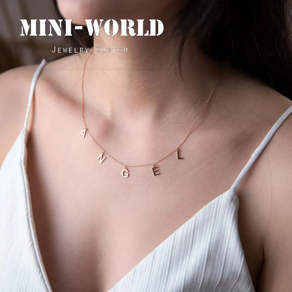 

Mini-World 2021 Fashion Ladies Necklace Custom A-Z Letters Pendant Stainless steel Necklace Personalized Ladies Simple Jewelry