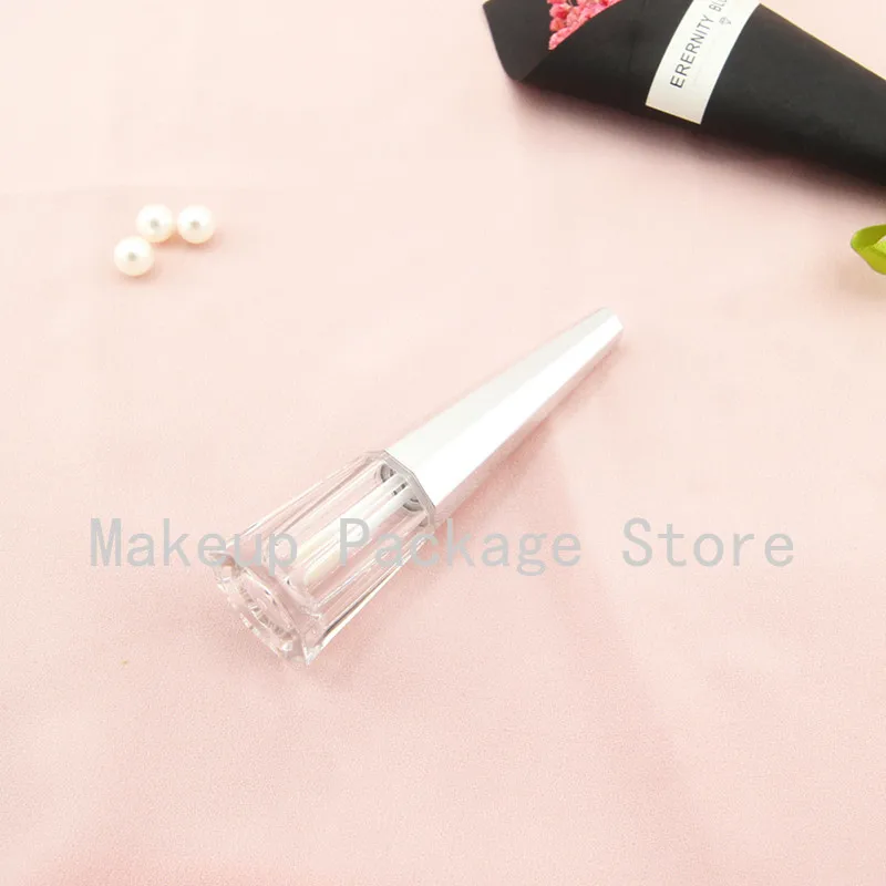 

10/30/50pcs Empty Silver Cone Octahedron with Inner Plug Lip Gloss Bottle Makeup DIY Lip Glaze Tube Cosmetics Refillable Diy