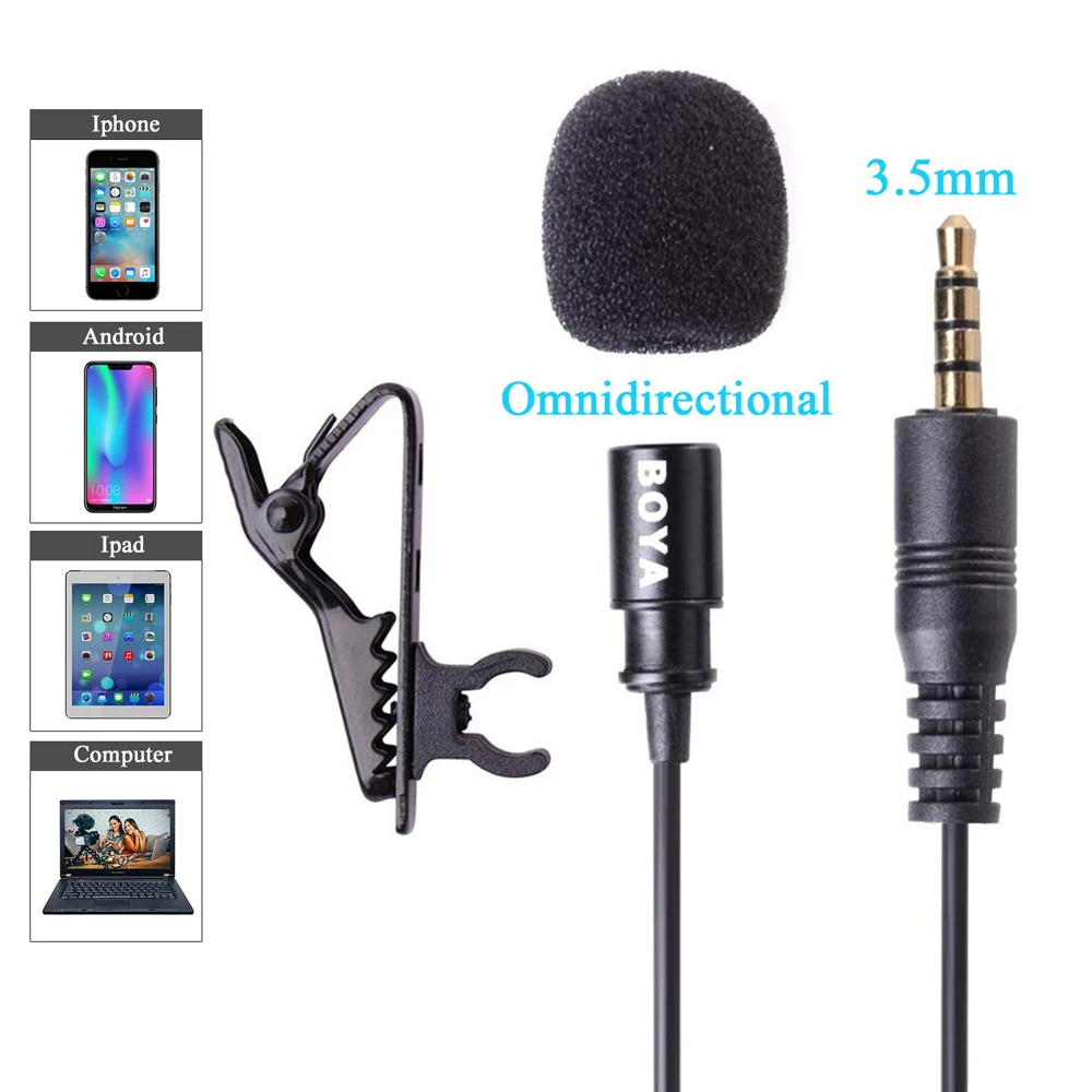 

BOYA BY-LM10 Smartphone Audio Video Recording Lavalier Microphone for iPhone 6 6s 5 5s 4s ios Android Phone Condenser Microphone