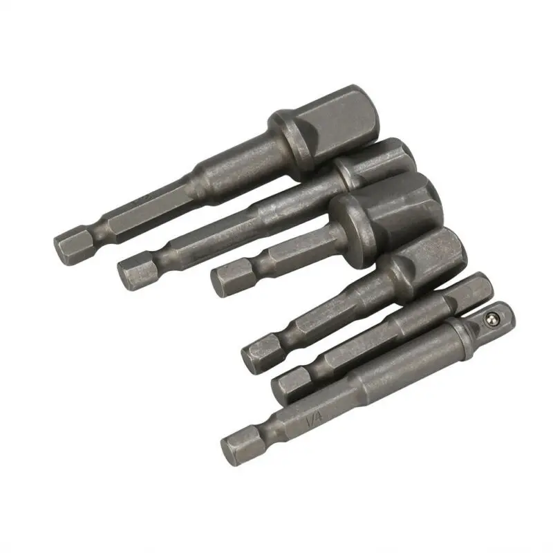 

6Pcs 50mm 65mm 73mm 1/4" Hex Shank Shaft Steel Power Drill Socket Adaptor Hex Drive Square Impact Converter