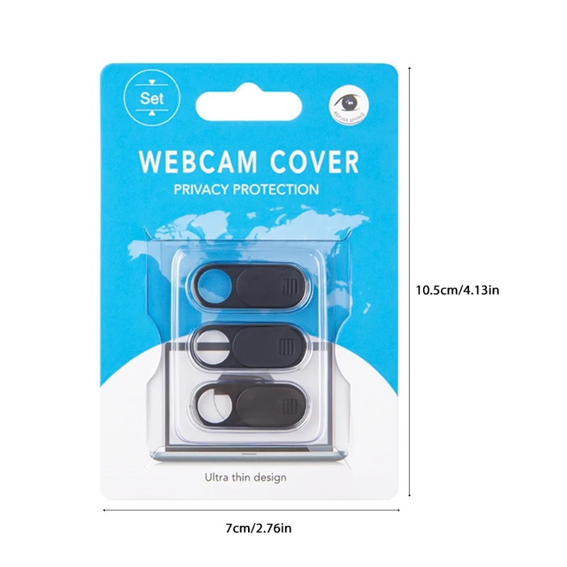 

Webcam Cover, Ultra-Thin, Laptop, PC, MacBook, iMac, iPad, Smartphone, Protect Your Privacy & Security, Sliding Cover - Black -
