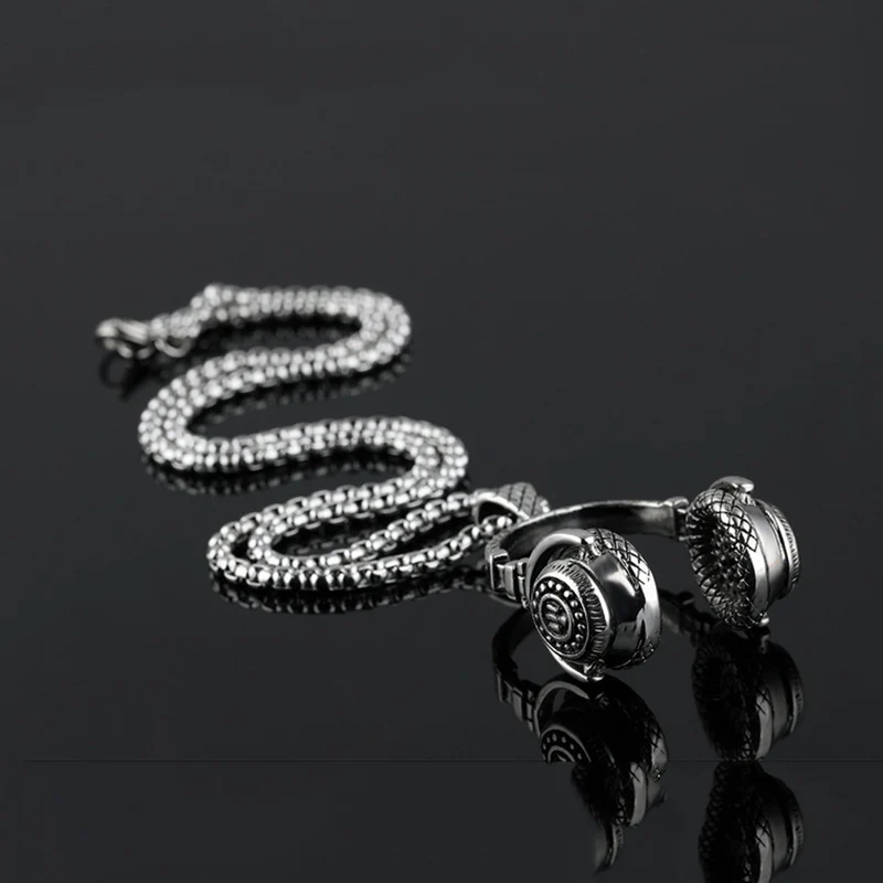 DJ подвеска в виде наушников ожерелья стиле хип-хоп цепочка из нержавеющей стали