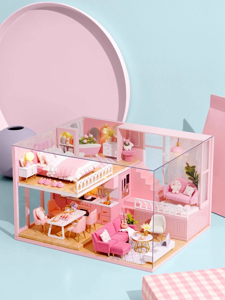 Деревянный кукольный домик ручной работы сделай сам Сборная Мебель головоломка