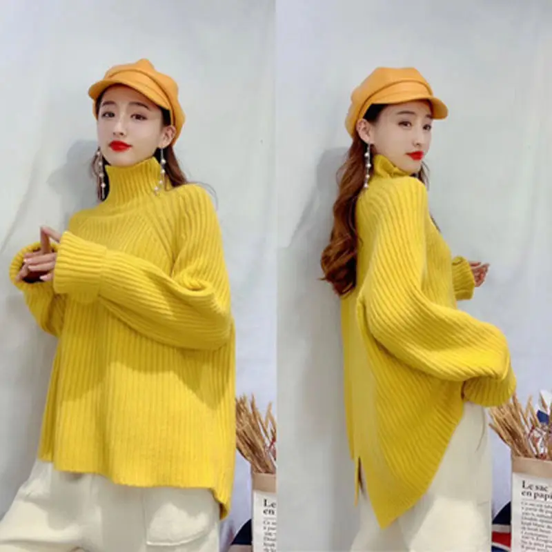 

New sweater women's fashion high collar warm and thickened sweater in autumn and winter