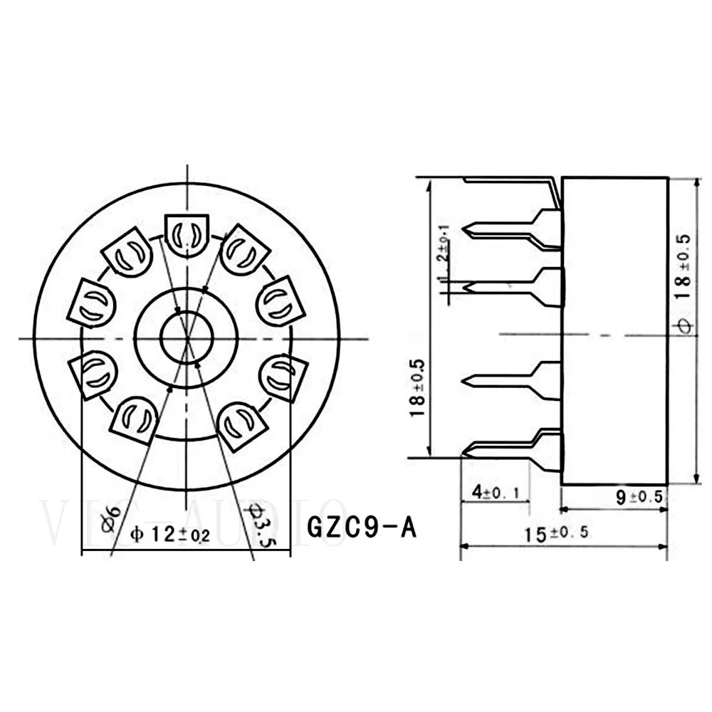 2 шт. керамический B9A 9pin клапан трубки гнездо GZC9-A для ECC82 ECC83 6DJ8 5670 6922 12AX7 12AU7