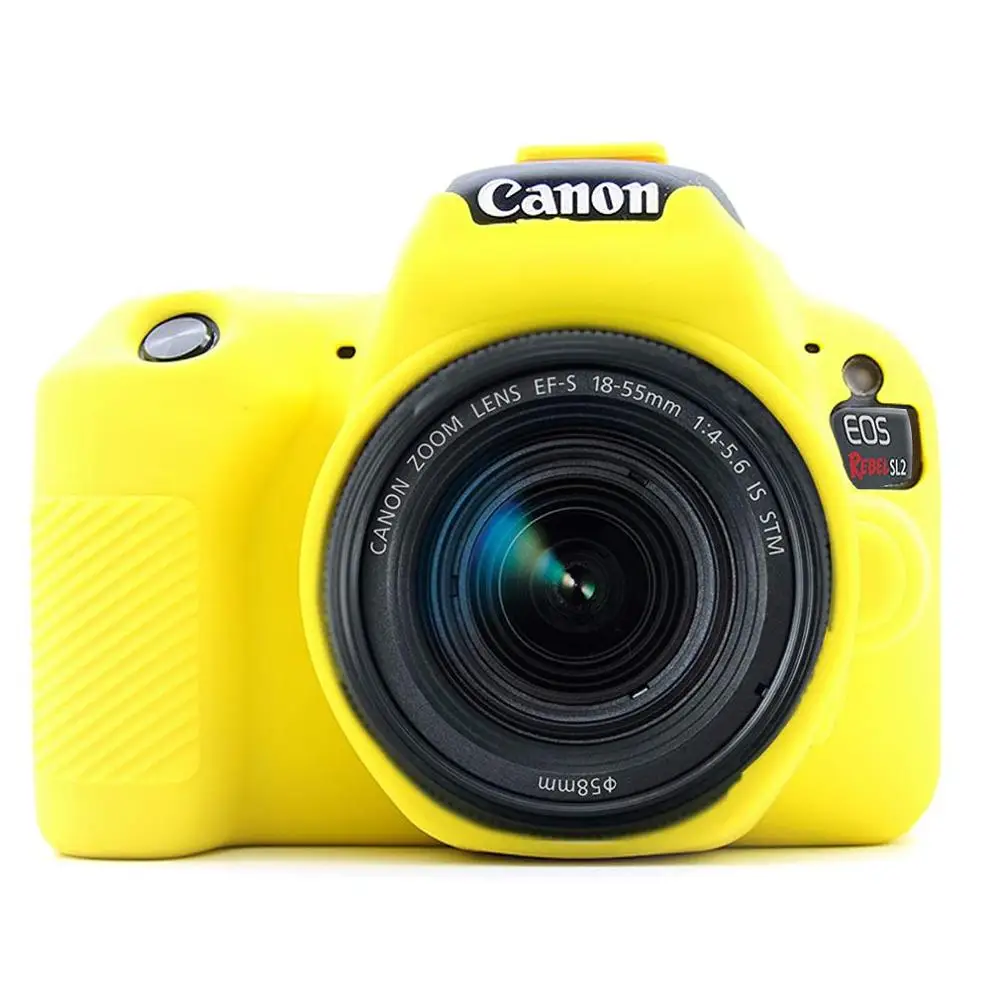 Yellow Силиконовая кожа брони чехол корпус протектор для Canon EOS 200D Mark II 250D Rebel SL2 SL3 DSLR камеры - Цвет: Yellow