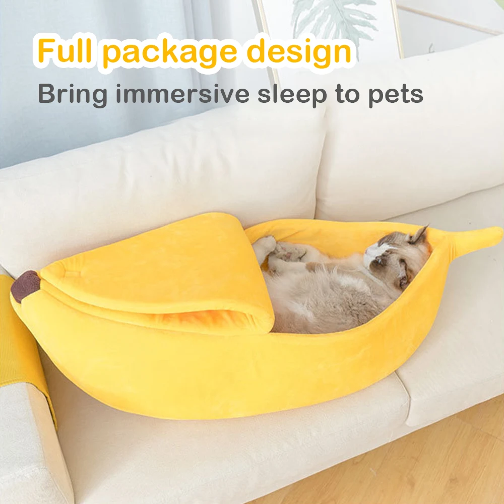 

Кровать-домик для кошки-банана, забавный теплый зимний коврик для кошки-банана, кровать для кошки, коврик для маленькой собаки, чихуахуа, Тед...