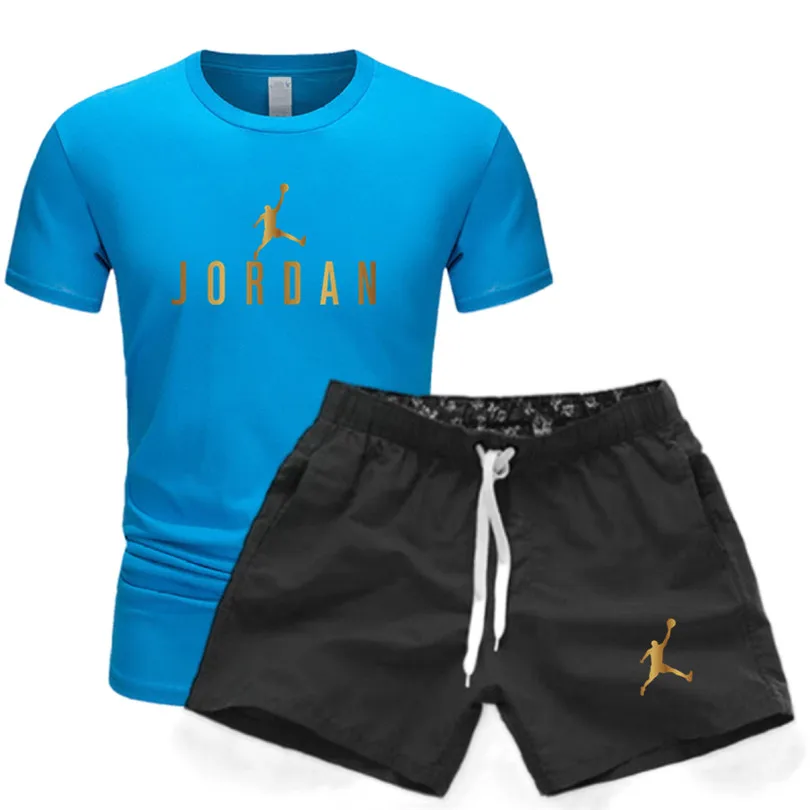 

Hot Sale 2021 Brand Sports Men's Summer Cotton T-Shirt + Shorts Men's Suit Casual Sportswear S-3XL