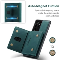 magnetic tri fold card bag phone case support wireless charging for samsung s21 s20 plus s20 fe note20 ultra a72 a52 a42 a32 a22