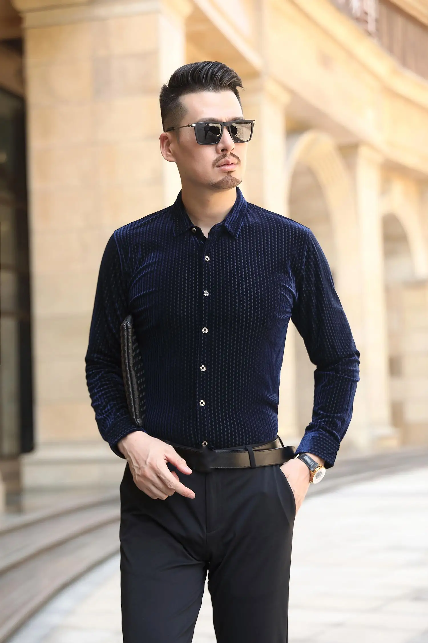 

Мужские деловые повседневные рубашки с длинным рукавом и пуговицами