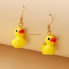Новинка 2022, серьги с 3D рисунком желтой утки для женщин и девушек, Оригинальные милые серьги-подвески с изображением утки и животных, новинка, ювелирные изделия ручной работы, подарок