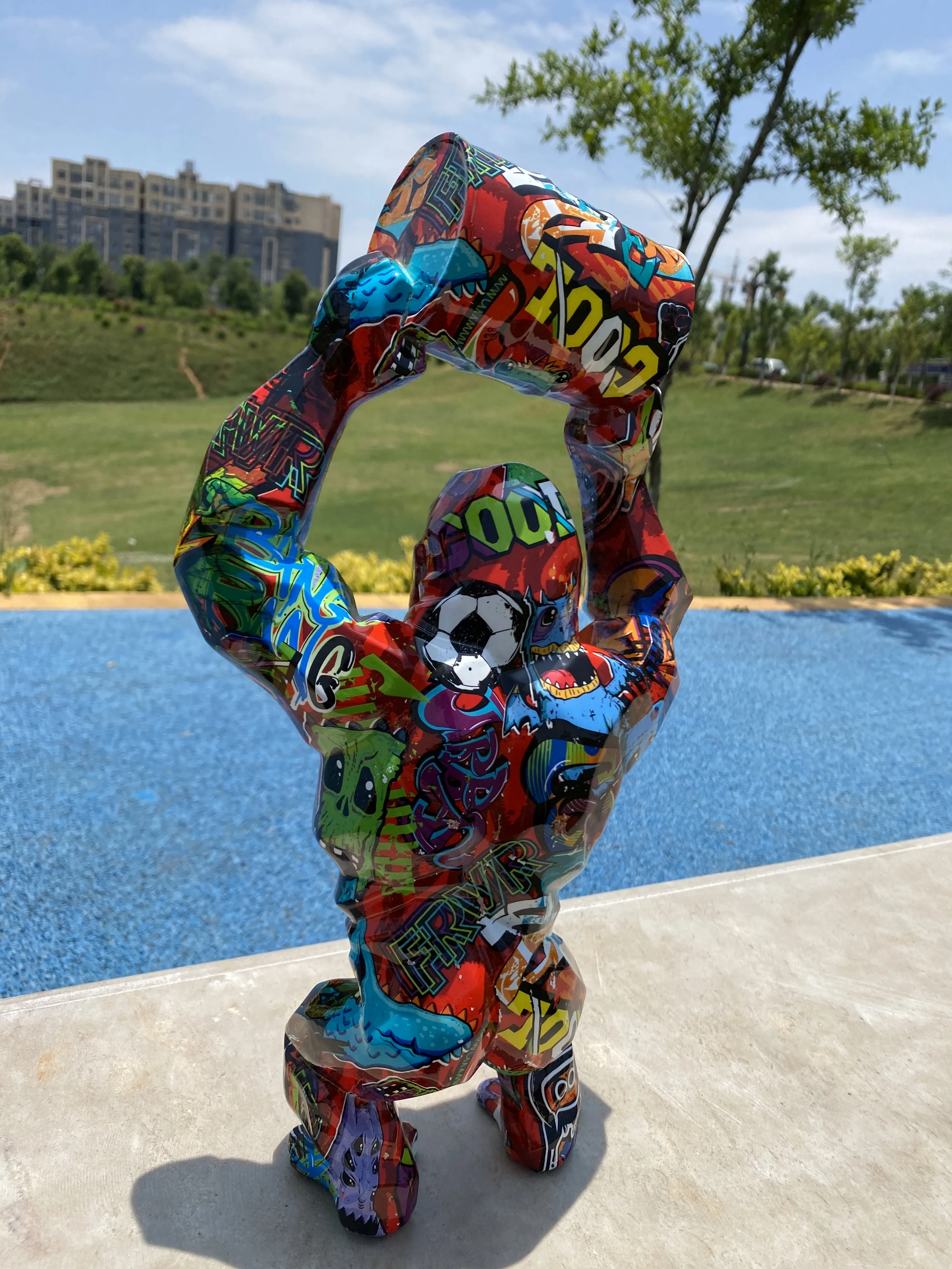 Estatua de escultura de King Kong Gorilla Monkey, arte de Graffiti grande, 40CM, reci&eacute;n llegado-2