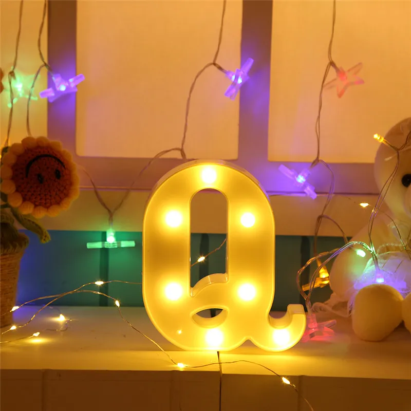 Q 3D 26 букв Алфавит светодиодный свет Marquee знак настенная лампа в помещение подвесной светильник для свадьбы День рождения вечеринки день Святого Валентина декоры светящиеся буквы буквы - Цвет: Q