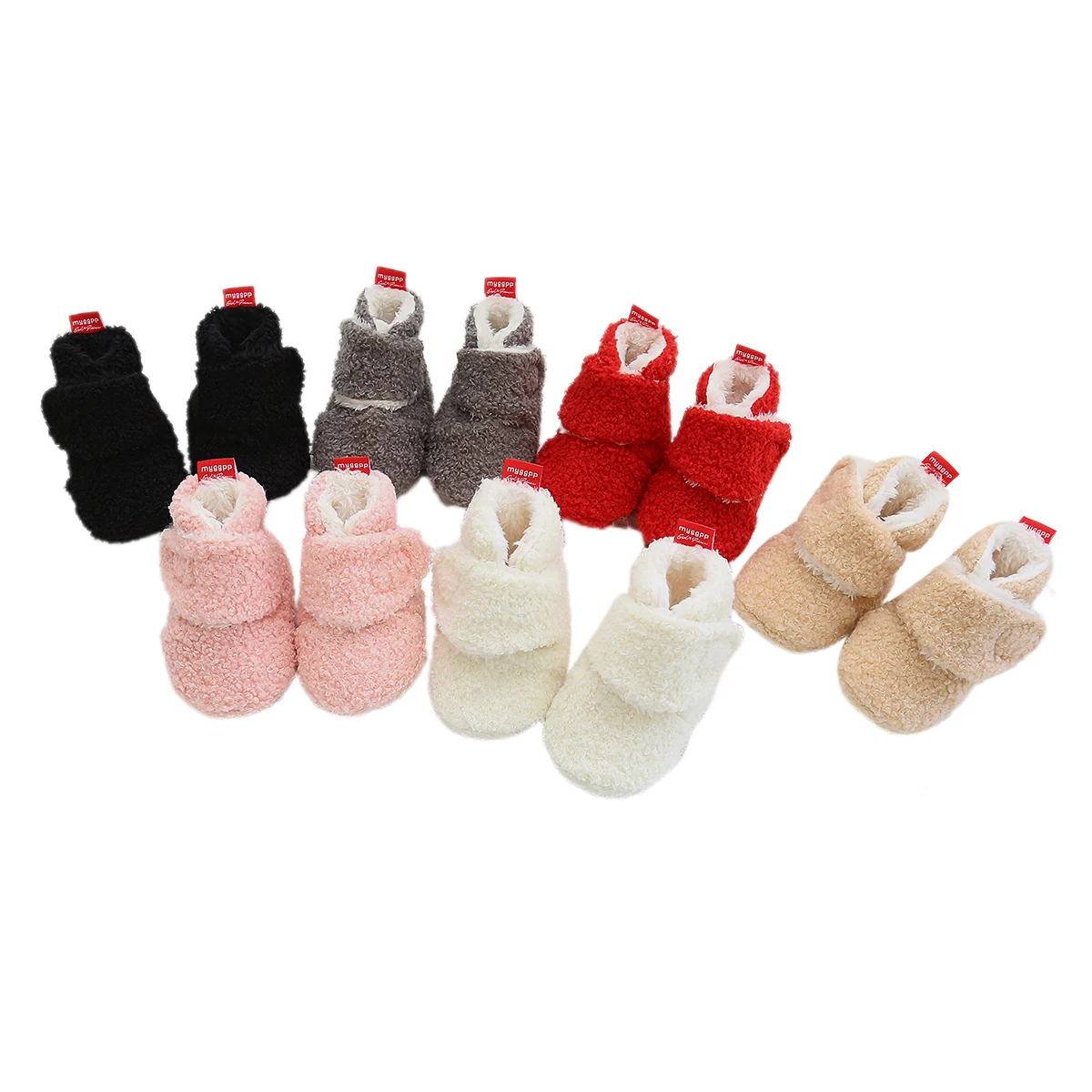 

0-18M Baby Cozy Fleece Booties Unisex Infant Slippers Crib Shoes with Non-Slip Bottom for Boys Girls