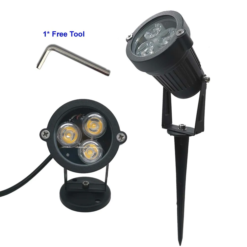 1 шт 9W светодиодный садовый светильник 3X3W 110V 220V DC12V 24V Открытый пейзаж газон