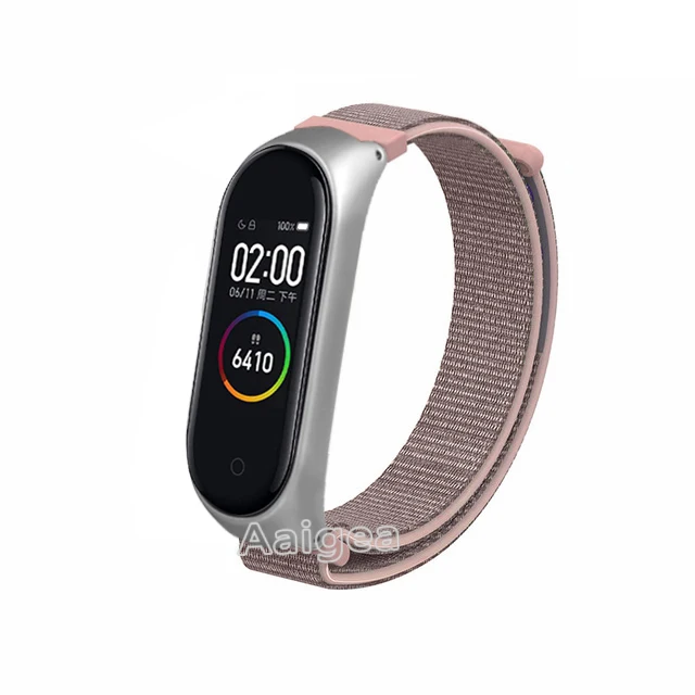 Модный тканый нейлоновый ремешок для часов петля для браслета Xiaomi mi 3 4 mi Band 4 3 сменный ремешок на запястье для браслета mi Band 4 - Цвет: Розовый