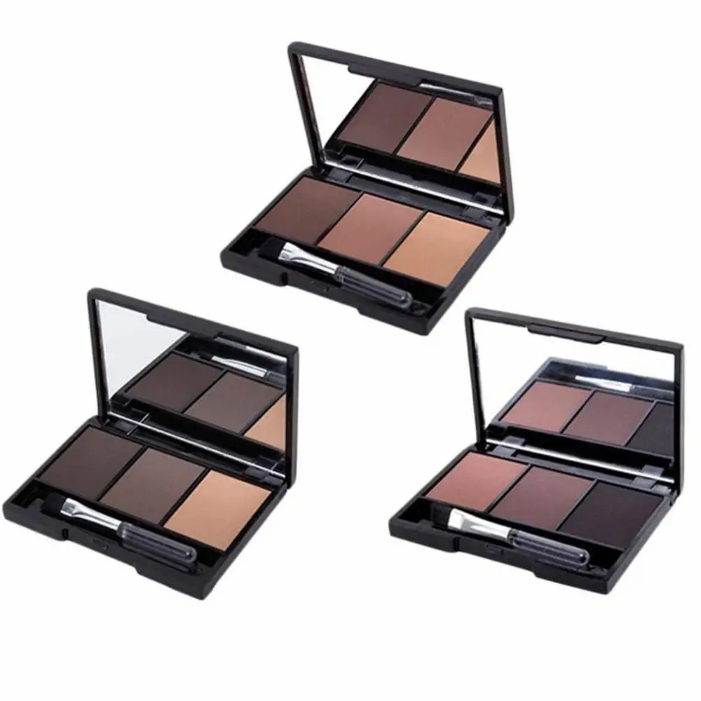 3 Color Eyebrow Powder Palette Cosmetic Eye Brow Enhancer Professional Waterproof Makeup Shadow With Brush Mirror Box | Красота и