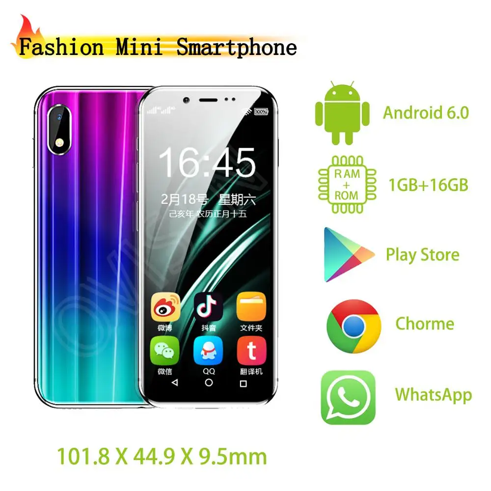 Карманный мини смартфон Android Anica i9s MTK6580 16 Гб сотовый GPS WiFi распознавание лица Google