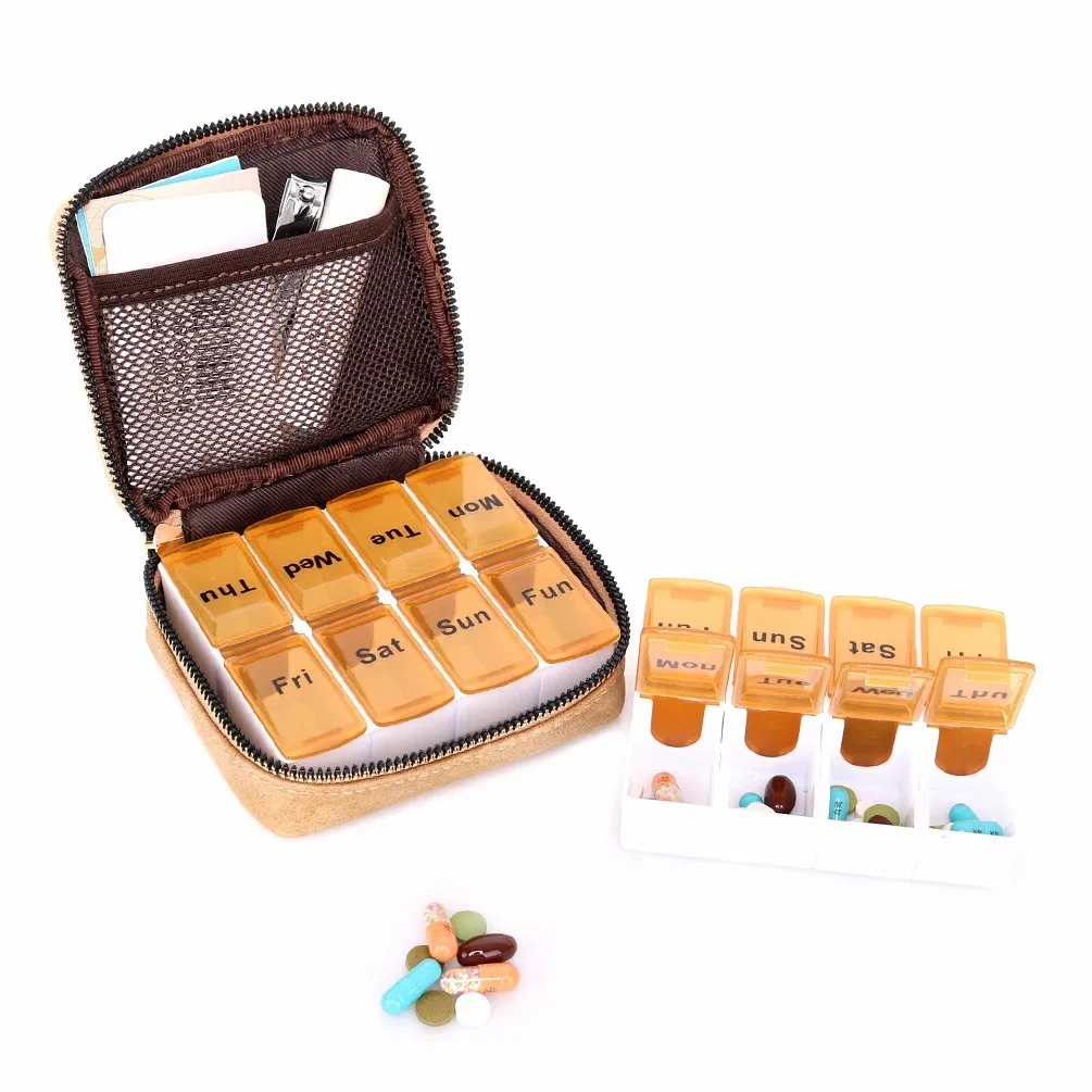 

Pill Box Case Travel Dream Catcher Print PU Leather Pill Box