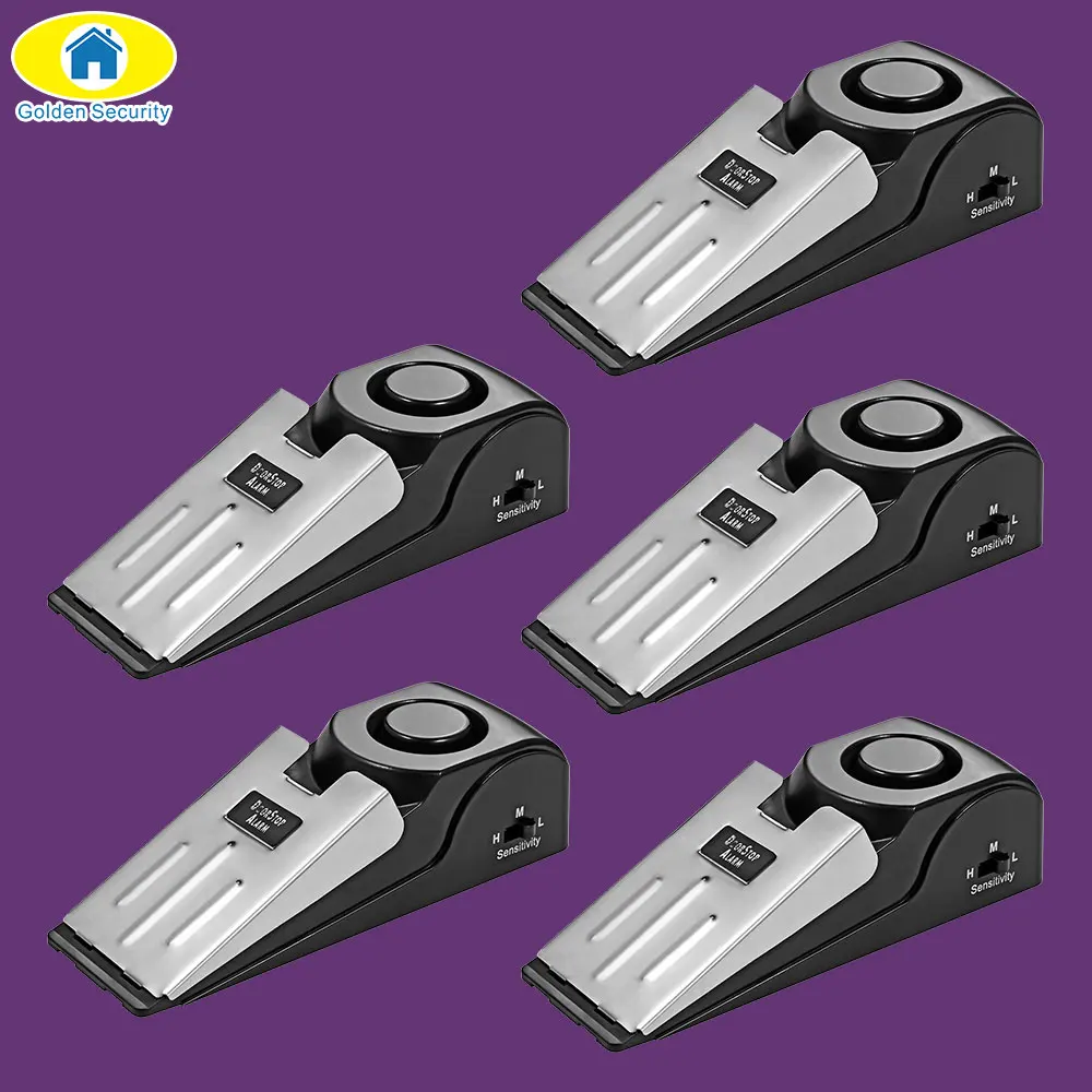 5ps Anti-theft Burglar Stop System Security Home Wedge Shaped Door Stop Stopper Alarm Block Blocking System 125 dB