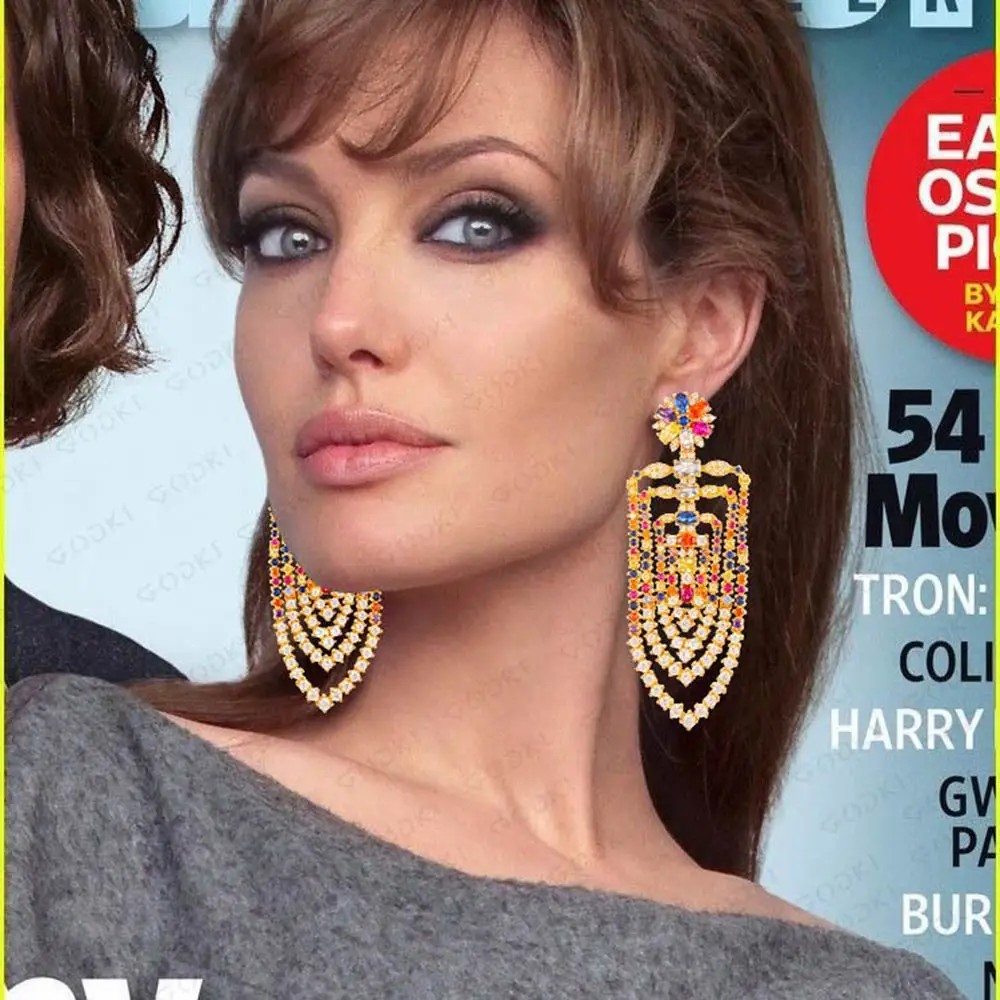 GODKI 75 мм макси размер Подвески Роскошные звенья цепи кисточкой Висячие серьги для