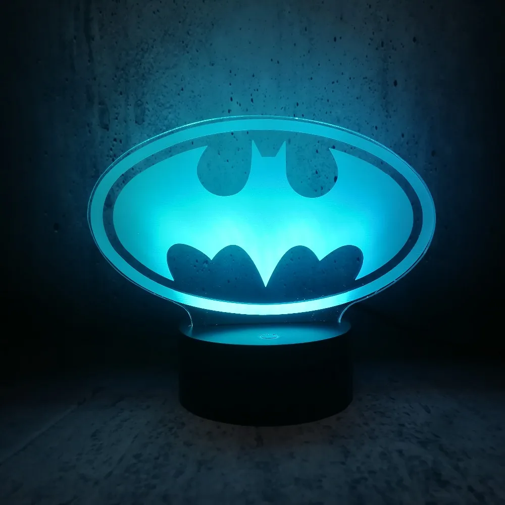 Принт Бэтмен атмосфера 3D USB светодиодный светильник рисунок красочное украшение ночник креативный домашний декор Ночная лампа лава lampara