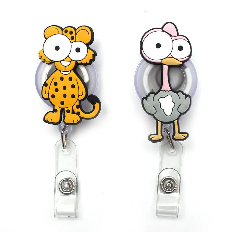 

Forest Animal Ostrich And Leopard Retractable Plastic Badge Holder Reel Exhibition ID Enfermera Name Hospital Office Chest Card