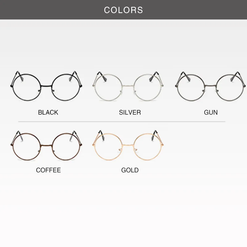 

Round Frame Flat Mirror Female/male Glasses Frame Classic Retro Glasses Myopia Optics Simple Metal Glasses