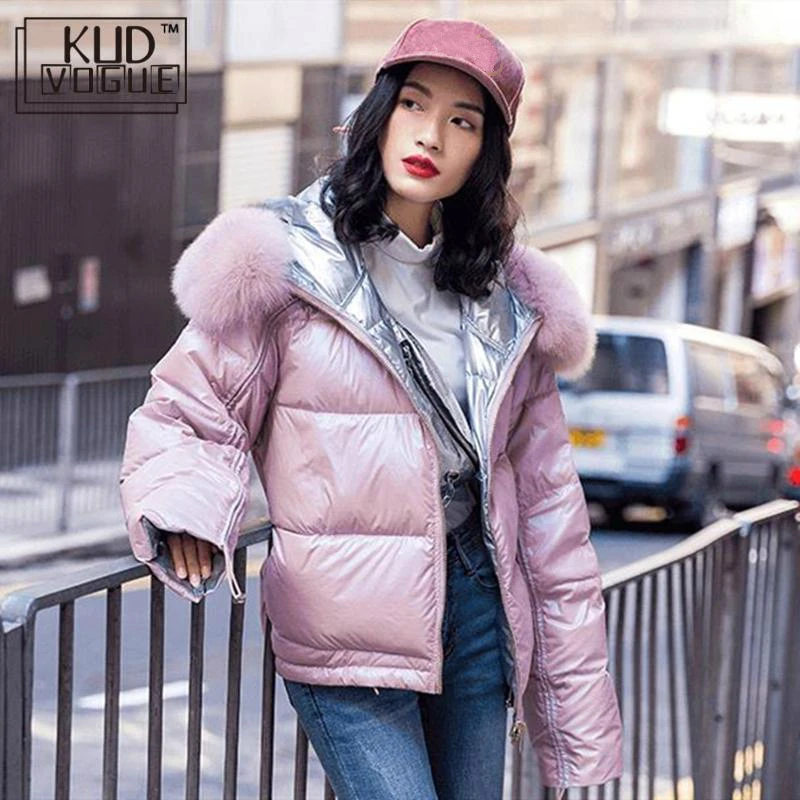 Зимняя женская куртка толстая теплая белая утиный пух парка с капюшоном верхняя