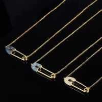 s925 creative luxury design pin necklace simple gold collarbone couple gold color brochh zircon female necklace zk30